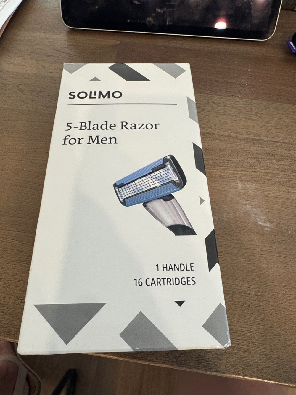 5-Blade Men's Razor with Blue Accents - 1 Handle & 16 Cartridges